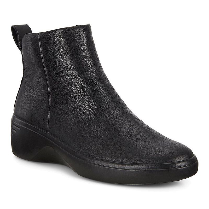 Women Boots Ecco Soft 7 Wedge W - Boots Black - India USQRLK743